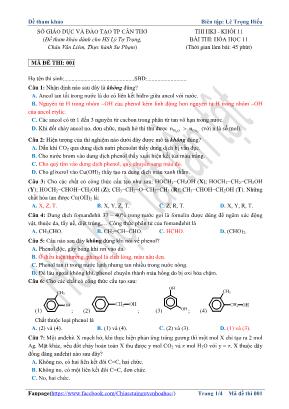 Đề thi học kỳ I môn Hóa học Lớp 11 - Mã đề 001 - Lê Trọng Hiếu